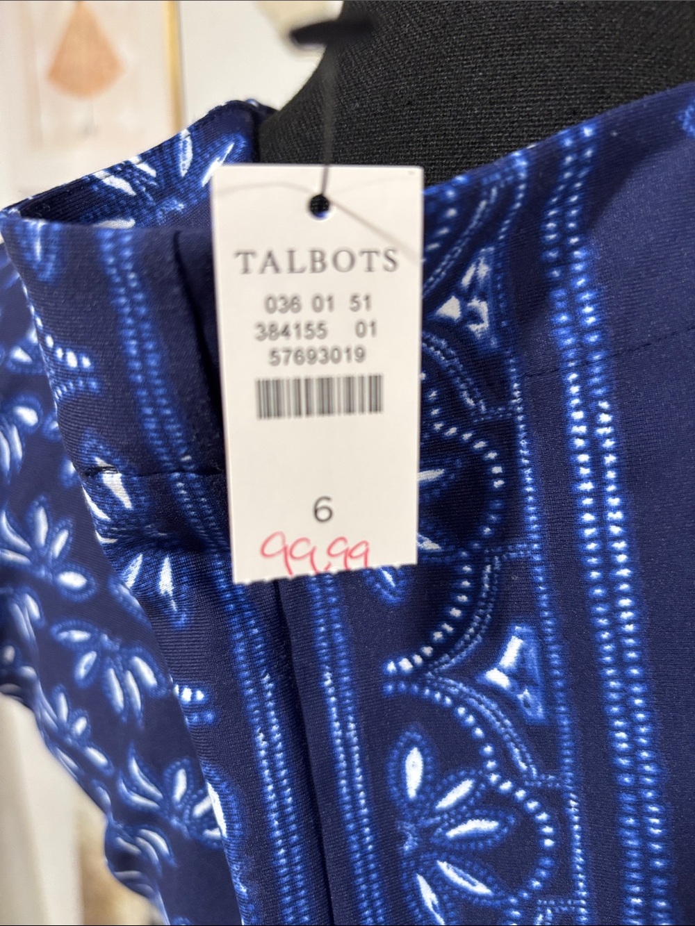 Talbots Navy Blue Embroidered Midi Dress - Picture 5 of 5